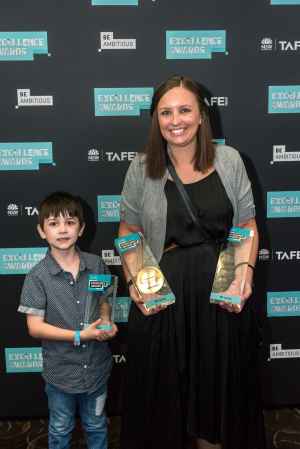 Talyn McNeill enthusiastically receives three TAFE NSW Excellence Awards