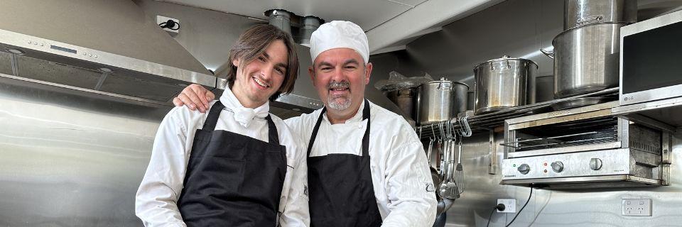 Father and son Commercial Cookery students cook up ways to bring community together