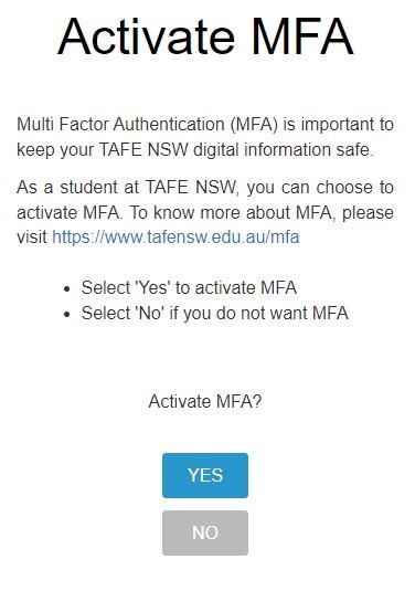Screen shot showing the Enrol for MFA screen prompting you to Enrol, Opt Out or Skip and Decide Later.