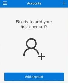 Screen shot of Microsoft Authenticator prompting the user to add an account to it with the Add Account button.