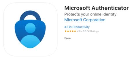 Screen shot of Microsoft Authenticator App on the App Store