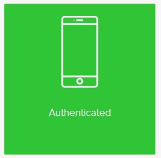 Screen shot of 'Authenticated' from Ping ID shown after successfully entering the pass code from the Authenticator app.