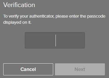 Screen shot from Ping ID on the computer screen after clicking on 'Next' on the the previous screen. It is awaiting entry of the six digit pass code currently showing in the Microsoft Authenticator app.
