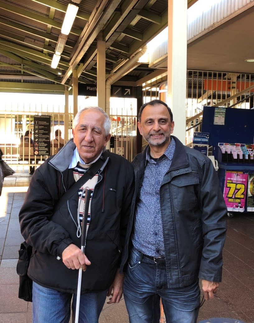 Malayamattathil Abraham, TAFE NSW Educational Pathways teacher, with Arkan Yousef